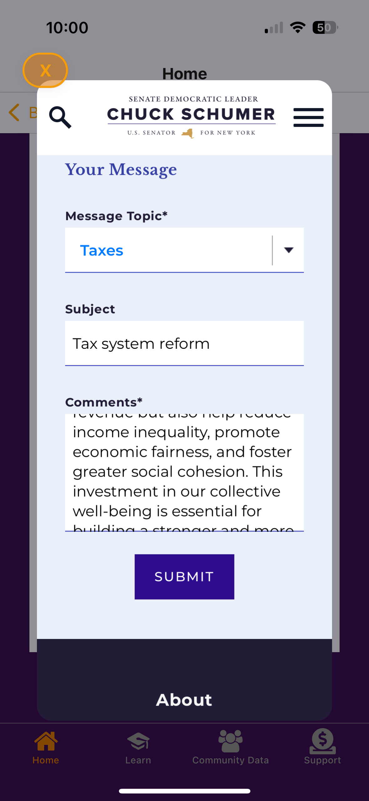 Poli app - Learn screen on tablet